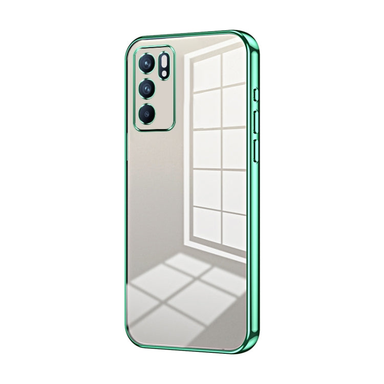 For OPPO Reno6 Indian / Malay Transparent Plating Fine Hole Phone Case(Green)