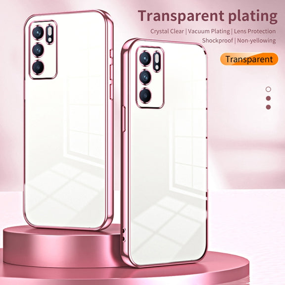 For OPPO Reno6 Indian / Malay Transparent Plating Fine Hole Phone Case(Black)