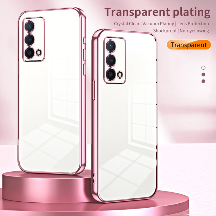 For OPPO K9 Transparent Plating Fine Hole Phone Case(Blue)