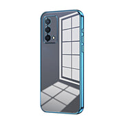 For OPPO K9 Transparent Plating Fine Hole Phone Case(Blue)