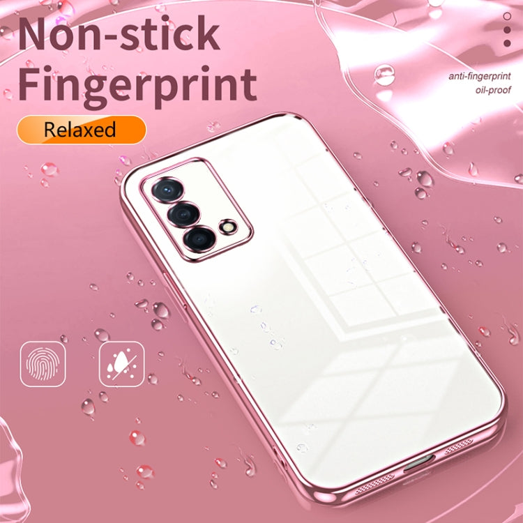 For OPPO K9 Transparent Plating Fine Hole Phone Case(Blue)