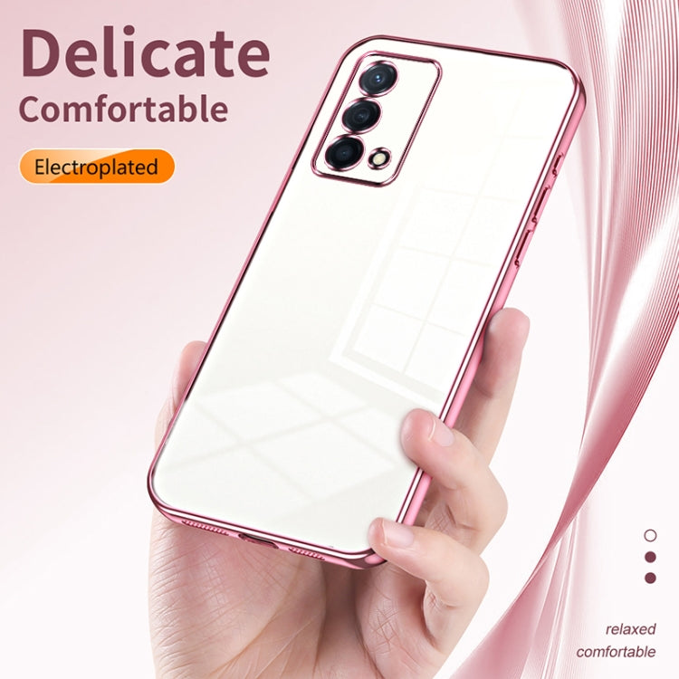 For OPPO K9 Transparent Plating Fine Hole Phone Case(Blue)