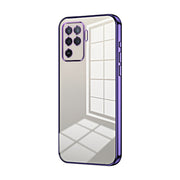 For OPPO A94 4G Transparent Plating Fine Hole Phone Case(Purple)