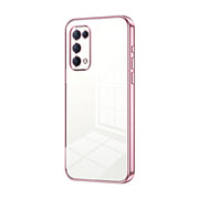 For OPPO Reno5 4G/5G / Reno5 K Transparent Plating Fine Hole Phone Case(Pink)