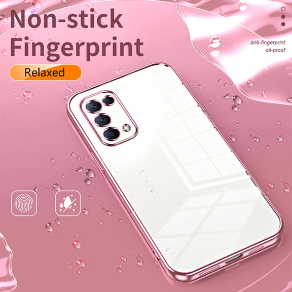 For OPPO Reno5 4G/5G / Reno5 K Transparent Plating Fine Hole Phone Case(Blue)