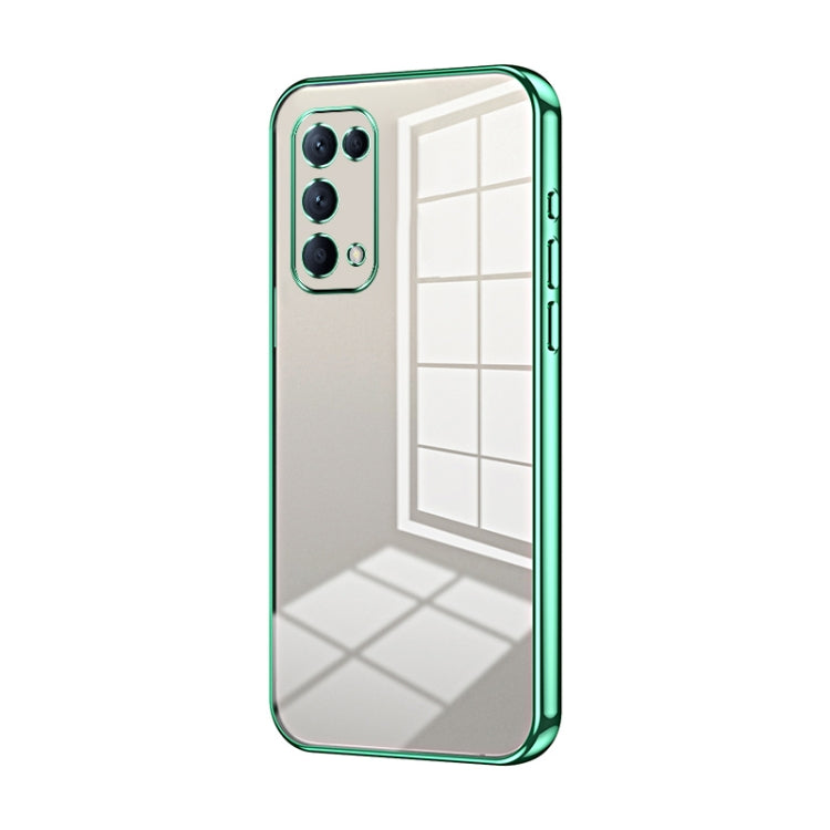For OPPO Reno5 4G/5G / Reno5 K Transparent Plating Fine Hole Phone Case(Green)