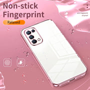 For OPPO Reno5 Pro Transparent Plating Fine Hole Phone Case(Silver)