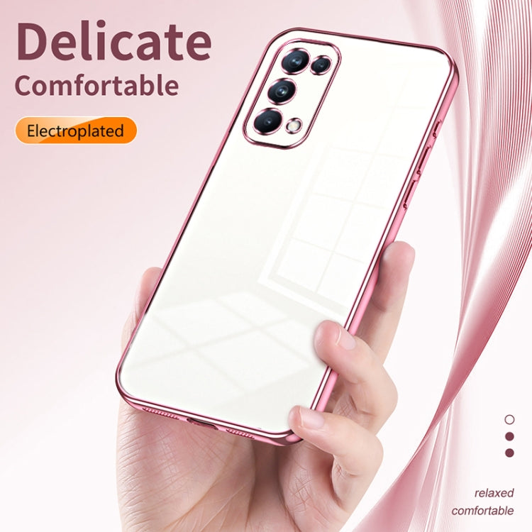 For OPPO Reno5 Pro Transparent Plating Fine Hole Phone Case(Silver)