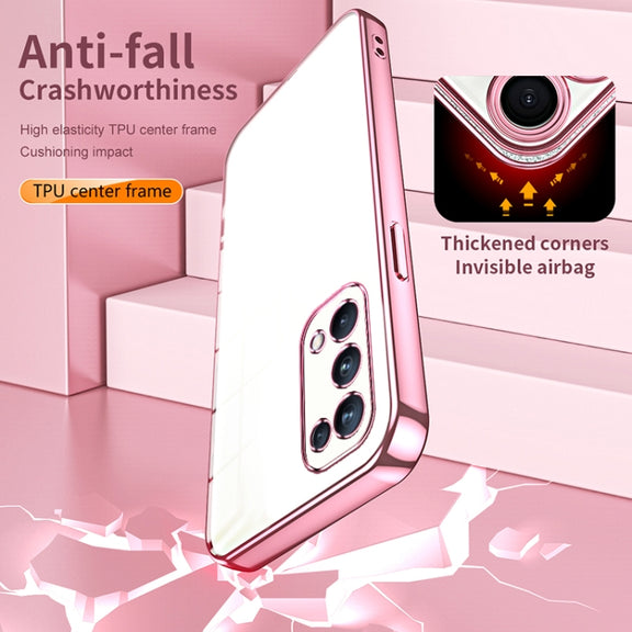 For OPPO Reno5 Pro Transparent Plating Fine Hole Phone Case(Silver)