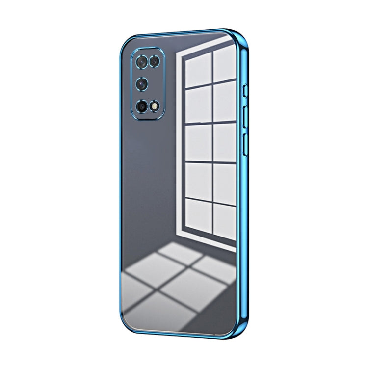 For OPPO K7x / Realme V5 5G Transparent Plating Fine Hole Phone Case(Blue)