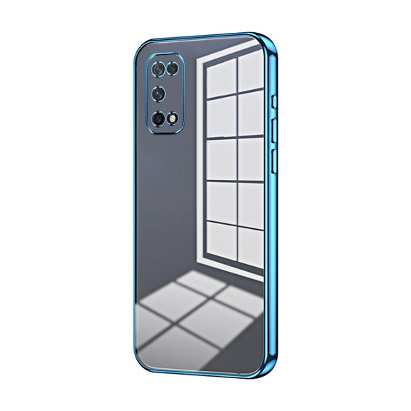 For OPPO K7x / Realme V5 5G Transparent Plating Fine Hole Phone Case(Blue)