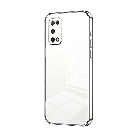 For OPPO K7x / Realme V5 5G Transparent Plating Fine Hole Phone Case(Silver)