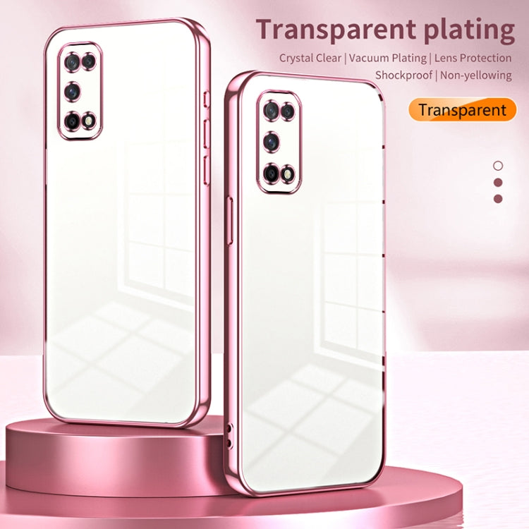 For OPPO K7x / Realme V5 5G Transparent Plating Fine Hole Phone Case(Black)