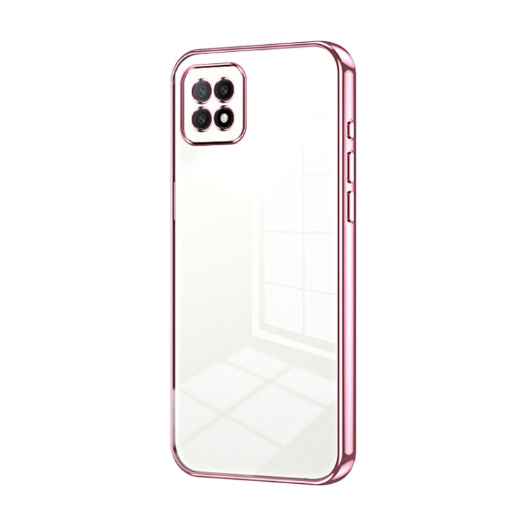 For OPPO A72 5G / A73 5G Transparent Plating Fine Hole Phone Case(Pink)