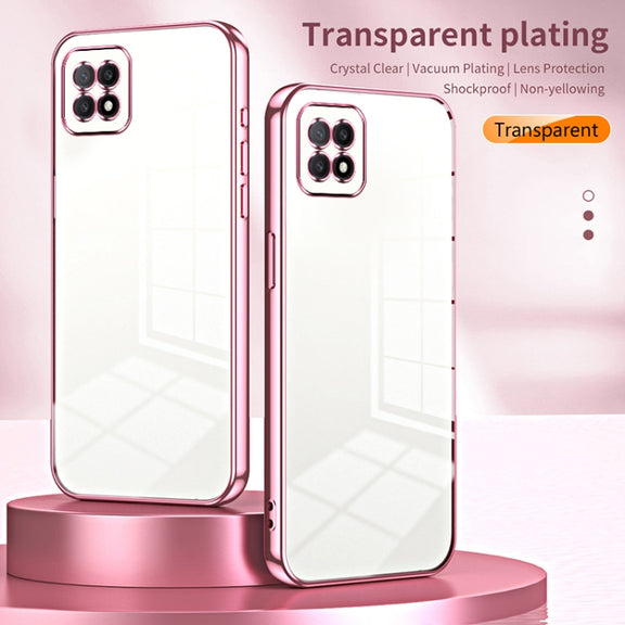 For OPPO A72 5G / A73 5G Transparent Plating Fine Hole Phone Case(Blue)