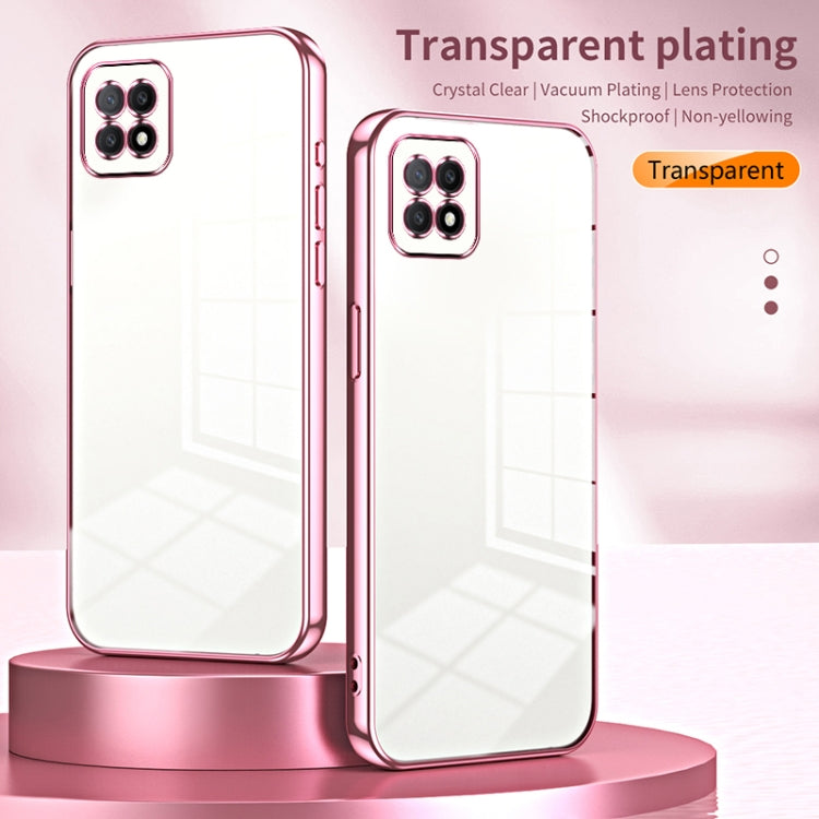 For OPPO A72 5G / A73 5G Transparent Plating Fine Hole Phone Case(Blue)
