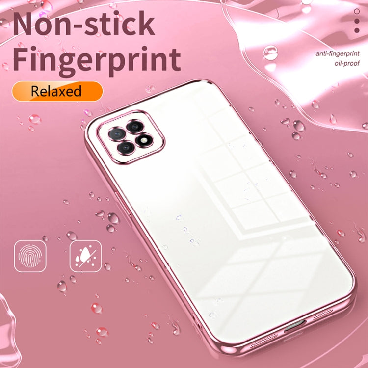 For OPPO A72 5G / A73 5G Transparent Plating Fine Hole Phone Case(Blue)
