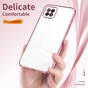 For OPPO A72 5G / A73 5G Transparent Plating Fine Hole Phone Case(Blue)