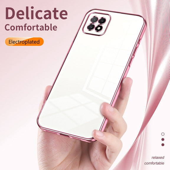 For OPPO A72 5G / A73 5G Transparent Plating Fine Hole Phone Case(Blue)