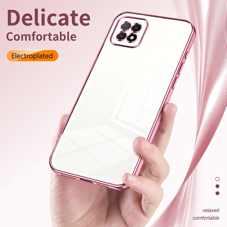 For OPPO A72 5G / A73 5G Transparent Plating Fine Hole Phone Case(Blue)