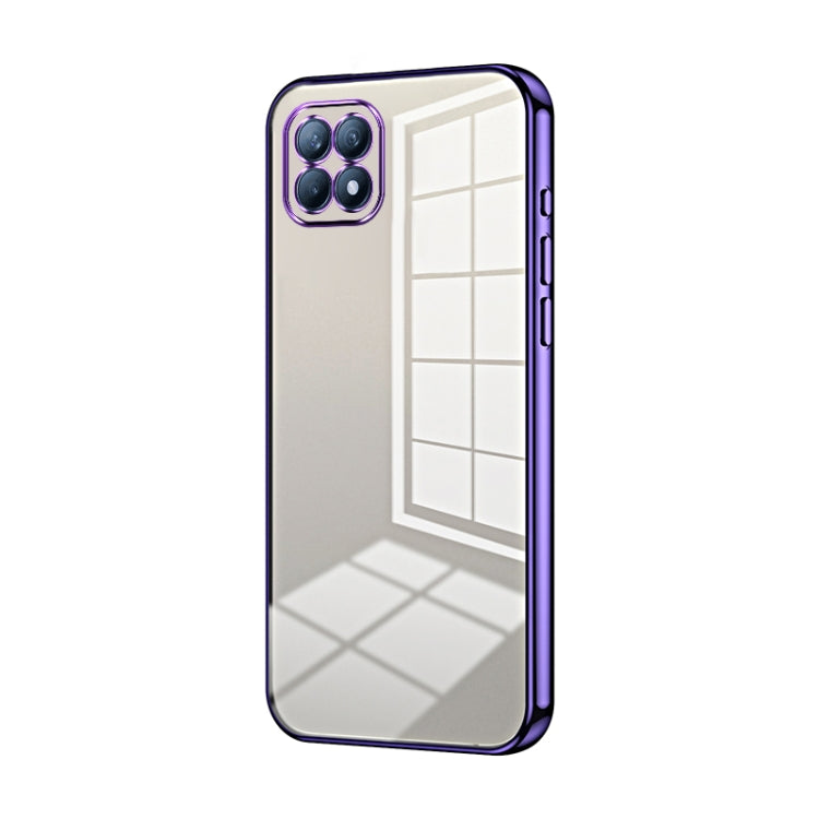 For OPPO Reno4 SE Transparent Plating Fine Hole Phone Case(Purple)