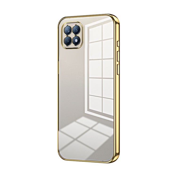 For OPPO Reno4 SE Transparent Plating Fine Hole Phone Case(Gold)