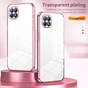 For OPPO Reno4 SE Transparent Plating Fine Hole Phone Case(Blue)