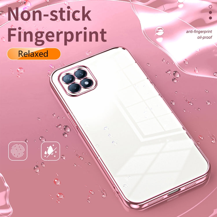 For OPPO Reno4 SE Transparent Plating Fine Hole Phone Case(Blue)