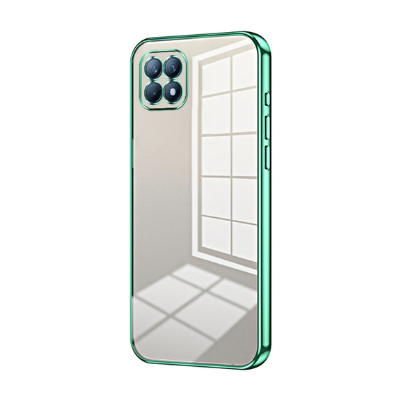 For OPPO Reno4 SE Transparent Plating Fine Hole Phone Case(Green)