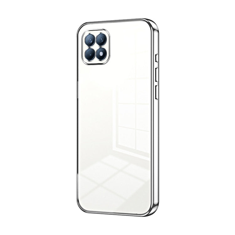 For OPPO Reno4 SE Transparent Plating Fine Hole Phone Case(Silver)