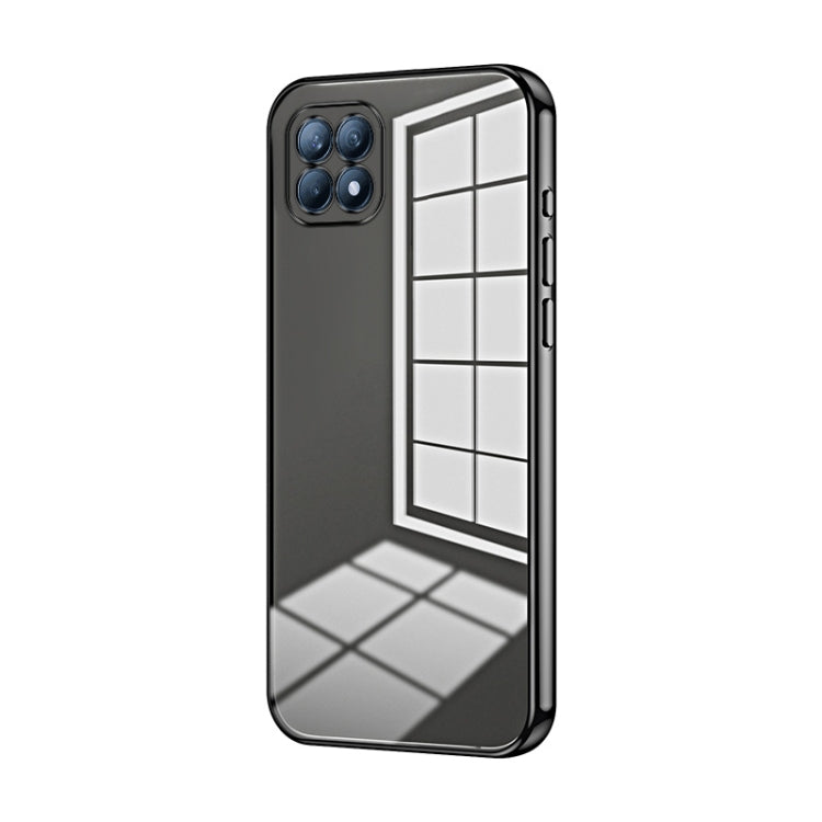 For OPPO Reno4 SE Transparent Plating Fine Hole Phone Case(Black)