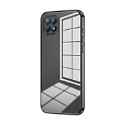 For OPPO Reno4 SE Transparent Plating Fine Hole Phone Case(Black)