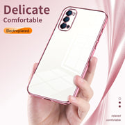 For OPPO Reno4 Transparent Plating Fine Hole Phone Case(Pink)