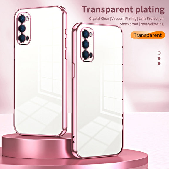 For OPPO Reno4 Transparent Plating Fine Hole Phone Case(Gold)