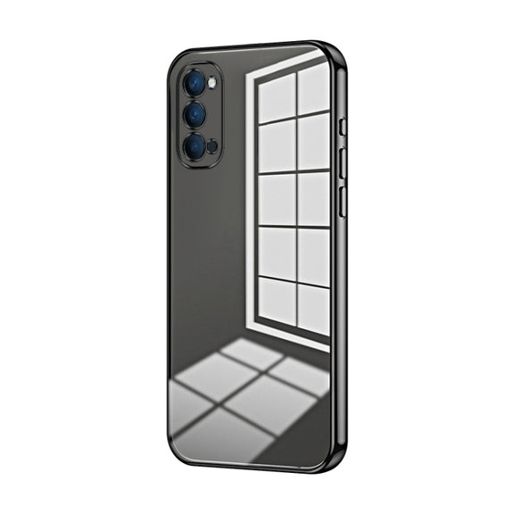 For OPPO Reno4 Transparent Plating Fine Hole Phone Case(Black)
