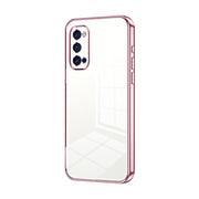 For OPPO Reno4 Pro Transparent Plating Fine Hole Phone Case(Pink)