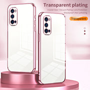 For OPPO Reno4 Pro Transparent Plating Fine Hole Phone Case(Blue)