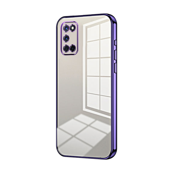 For OPPO A52 / A72 / A92 Transparent Plating Fine Hole Phone Case(Purple)
