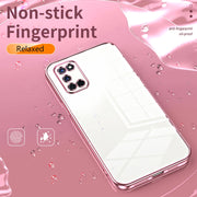 For OPPO A52 / A72 / A92 Transparent Plating Fine Hole Phone Case(Blue)