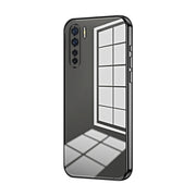 For OPPO Reno3 4G / F15 / A91 Transparent Plating Fine Hole Phone Case(Black)
