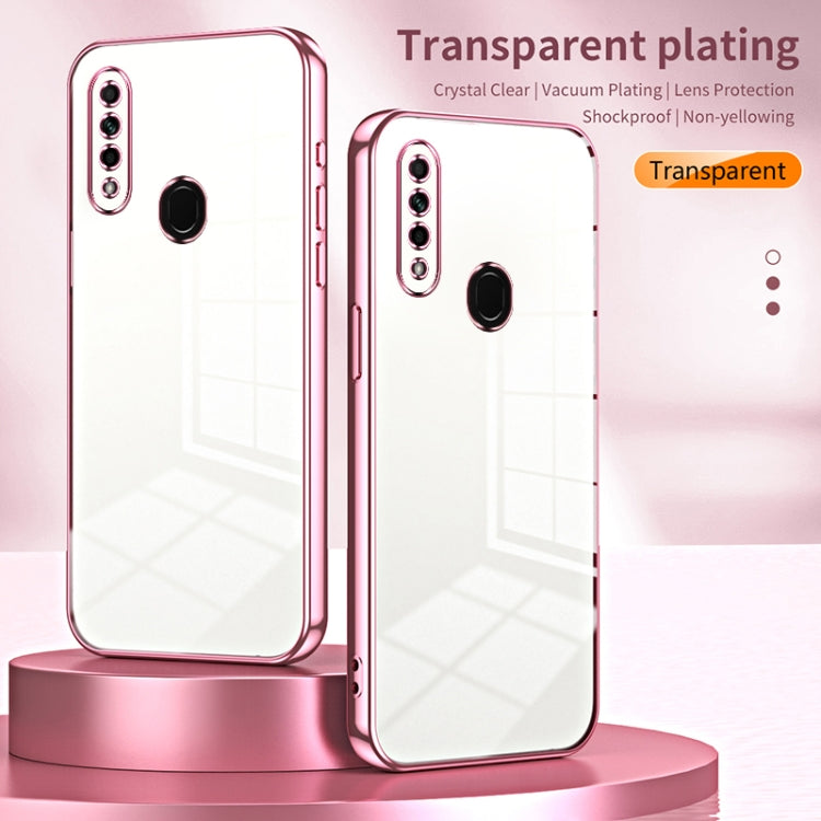 For OPPO A8 / A31 2020 Transparent Plating Fine Hole Phone Case(Gold)