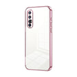 For OPPO Reno3 Pro Transparent Plating Fine Hole Phone Case(Pink) - OPPO Cases by PMC TechLife | Online Shopping South Africa | PMC TechLife | Buy Now Pay Later Mobicred