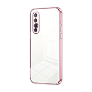 For OPPO Reno3 Pro Transparent Plating Fine Hole Phone Case(Pink)