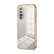 For OPPO Reno3 Pro Transparent Plating Fine Hole Phone Case(Gold)