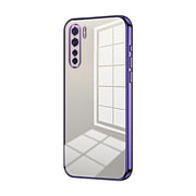 For OPPO A91 Transparent Plating Fine Hole Phone Case(Purple)