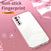 For OPPO A91 Transparent Plating Fine Hole Phone Case(Pink)