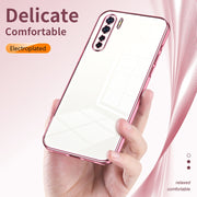 For OPPO A91 Transparent Plating Fine Hole Phone Case(Pink)