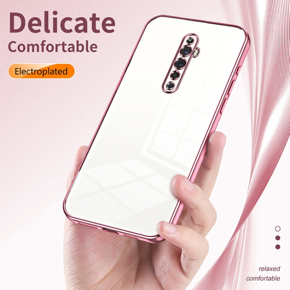 For OPPO Reno2 Z / Reno2 F Transparent Plating Fine Hole Phone Case(Blue)