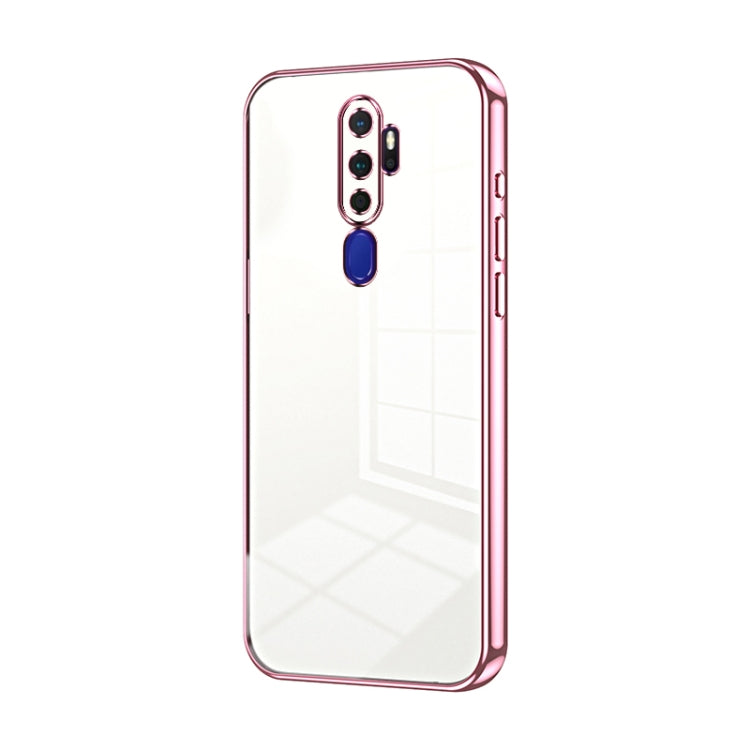 For OPPO A11x / A9 2020 Transparent Plating Fine Hole Phone Case(Pink)