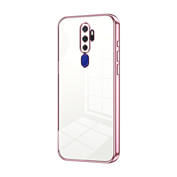 For OPPO A11x / A9 2020 Transparent Plating Fine Hole Phone Case(Pink)
